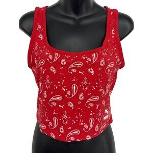 Puma Womens Red Paisley Tank Top Shift Scoop Size Medium M American Beauty New